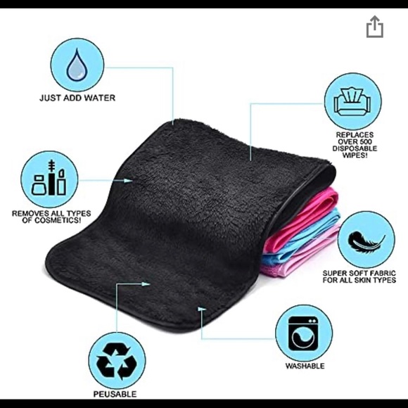 Blue microfiber reusable makeup remover cloth - Picture 4 of 7